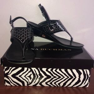 Black wedge sandals